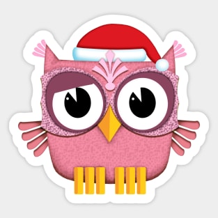 Owl Santa Claus pink Sticker